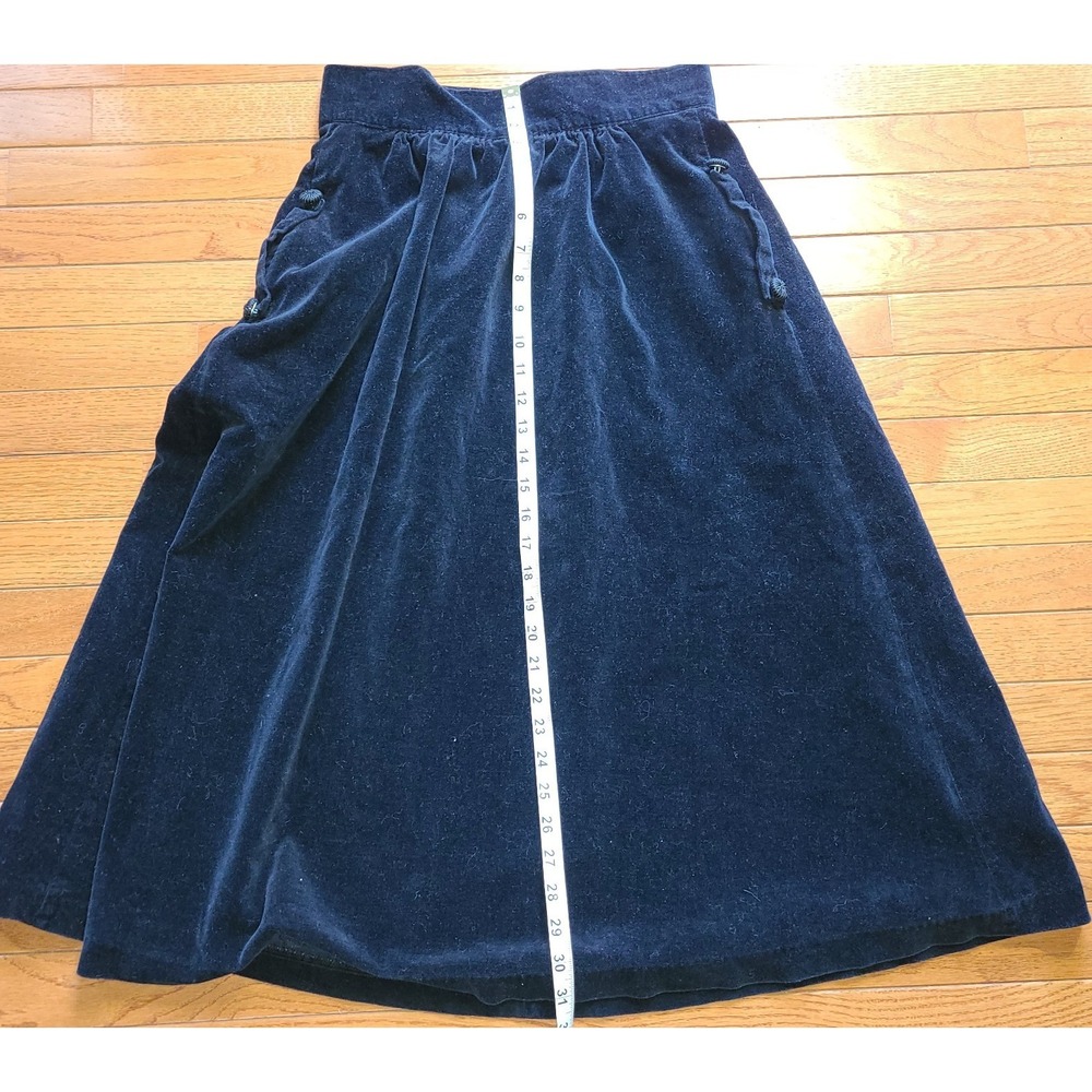 Vtg Laura Ashley Praire Cottage Sz 12 Plush Black Lux Full Velvet 31" Long Skirt